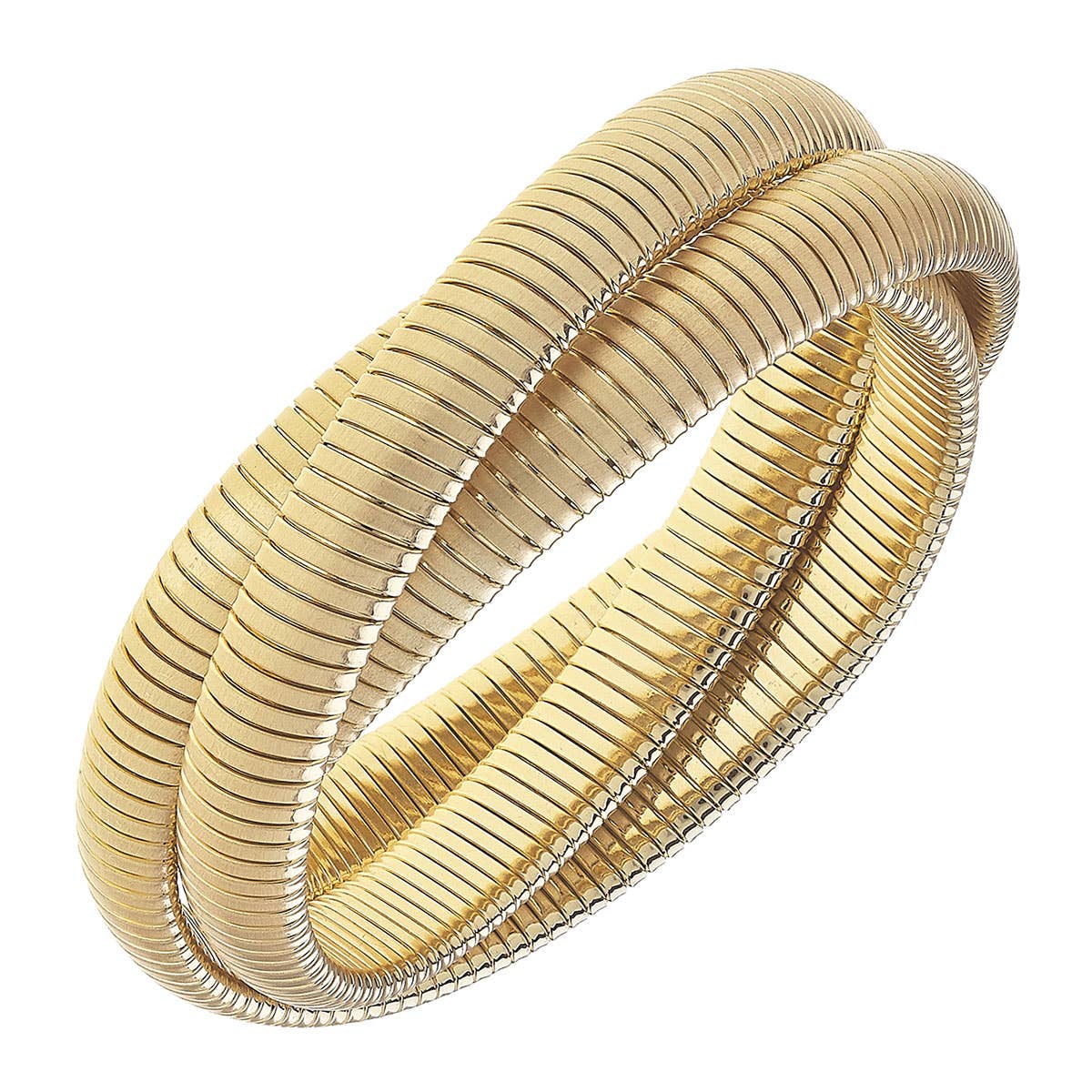 Florence Interlocking 3-Row Watchband Bangle: Satin Gold-MODE-Couture-Boutique-Womens-Clothing