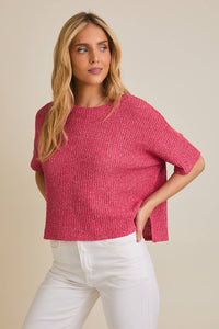 WREN WAFFLE KNIT TOP IN BERRY-Tops-MODE-Couture-Boutique-Womens-Clothing