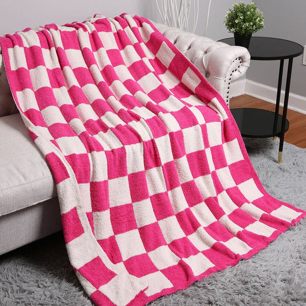 50 X 60" CHECKERBOARD PATTERN THROW BLANKET-Blanket-MODE-Couture-Boutique-Womens-Clothing