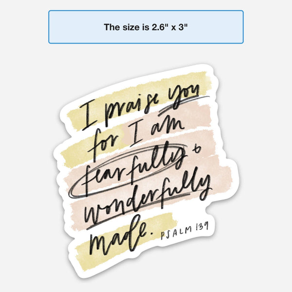 Psalm 139:14 Sticker | Fearfully & wonderfully made: Blue Highlights-MODE-Couture-Boutique-Womens-Clothing