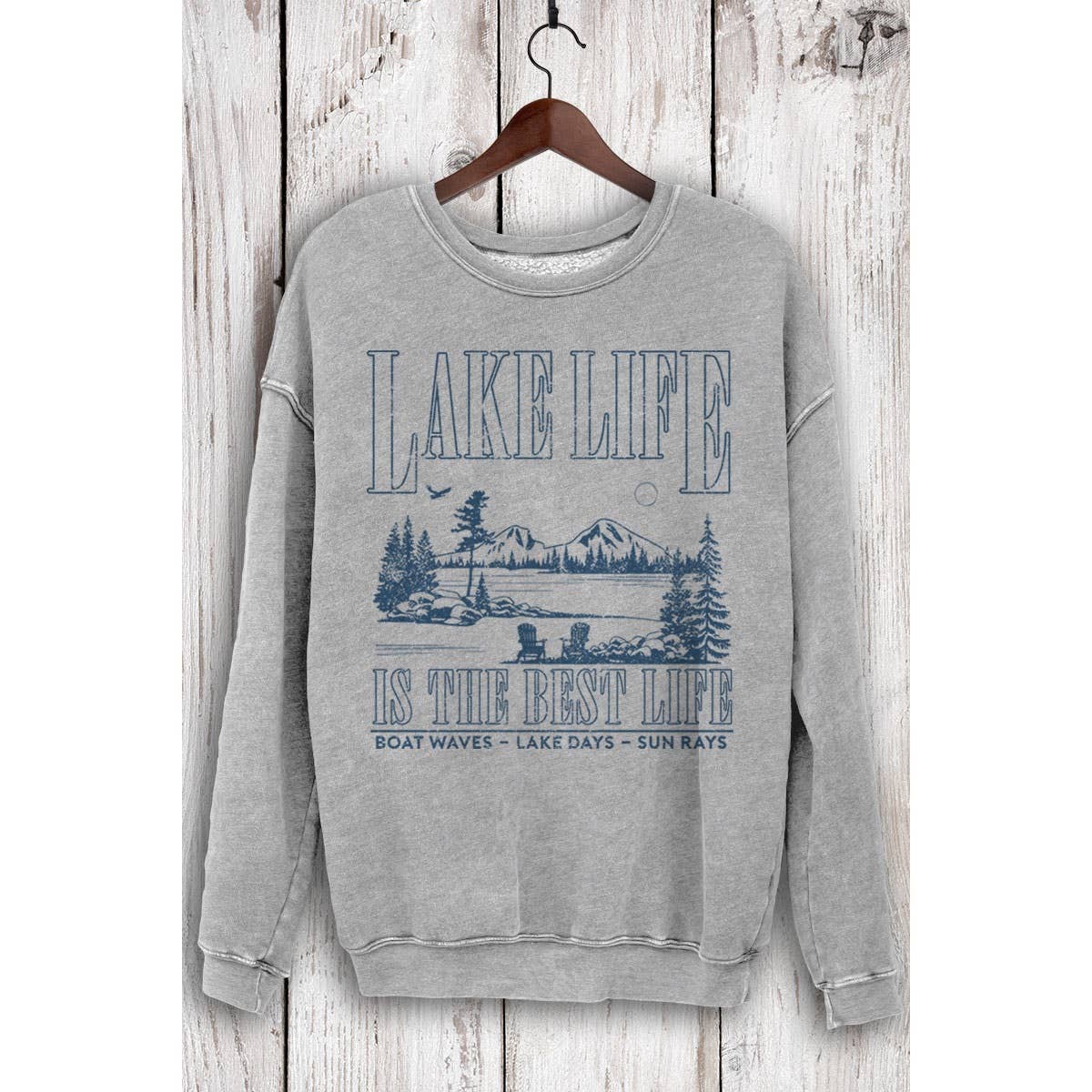 LAKE LIFE MINERAL SWEATSHIRT IN HEATHER GRAY-Graphic Sweatshirt-MODE-Couture-Boutique-Womens-Clothing