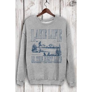 LAKE LIFE MINERAL SWEATSHIRT IN HEATHER GRAY-Graphic Sweatshirt-MODE-Couture-Boutique-Womens-Clothing