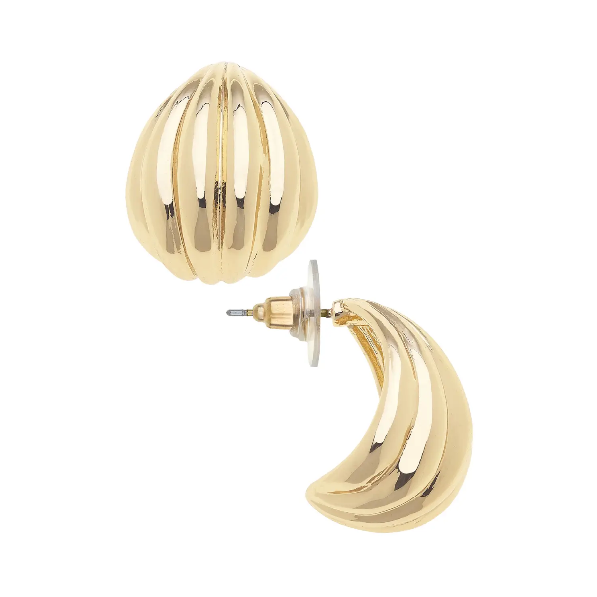 Ronnie Ribbed Arch Hoops in Shiny Gold-MODE-Couture-Boutique-Womens-Clothing