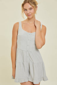 MONICA TIERED SHORT ROMPER IN SILVER-ROMPER-MODE-Couture-Boutique-Womens-Clothing