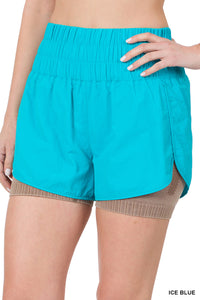 RIANNE WINDBREAKER SHORTS IN ICE BLUE-SHORTS-MODE-Couture-Boutique-Womens-Clothing