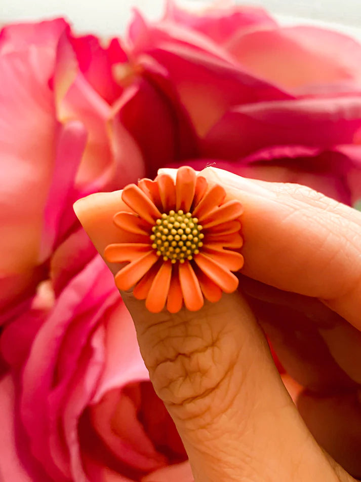 SPRING FLOWER STUD IN ORANGE-EARRINGS-MODE-Couture-Boutique-Womens-Clothing