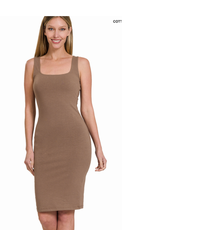 WALK THIS WAY SQUARE NECK MIDI DRESS IN MOCHA-Dresses-MODE-Couture-Boutique-Womens-Clothing