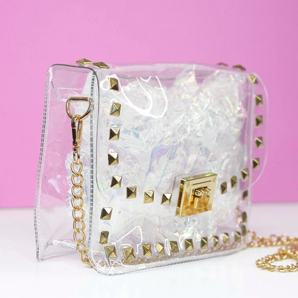 CLEAR STUDDED STADIUM BAG-MODE-Couture-Boutique-Womens-Clothing