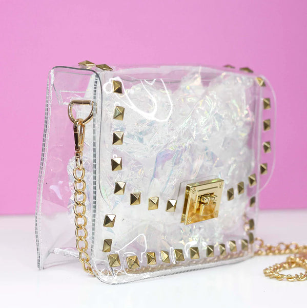 CLEAR STUDDED STADIUM BAG-MODE-Couture-Boutique-Womens-Clothing