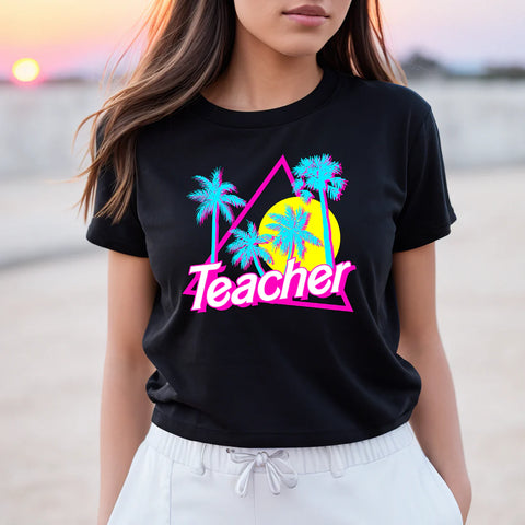 MALIBU TEACHER GRAPHIC TEE IN BLACK-GRAPHIC TEE-MODE-Couture-Boutique-Womens-Clothing