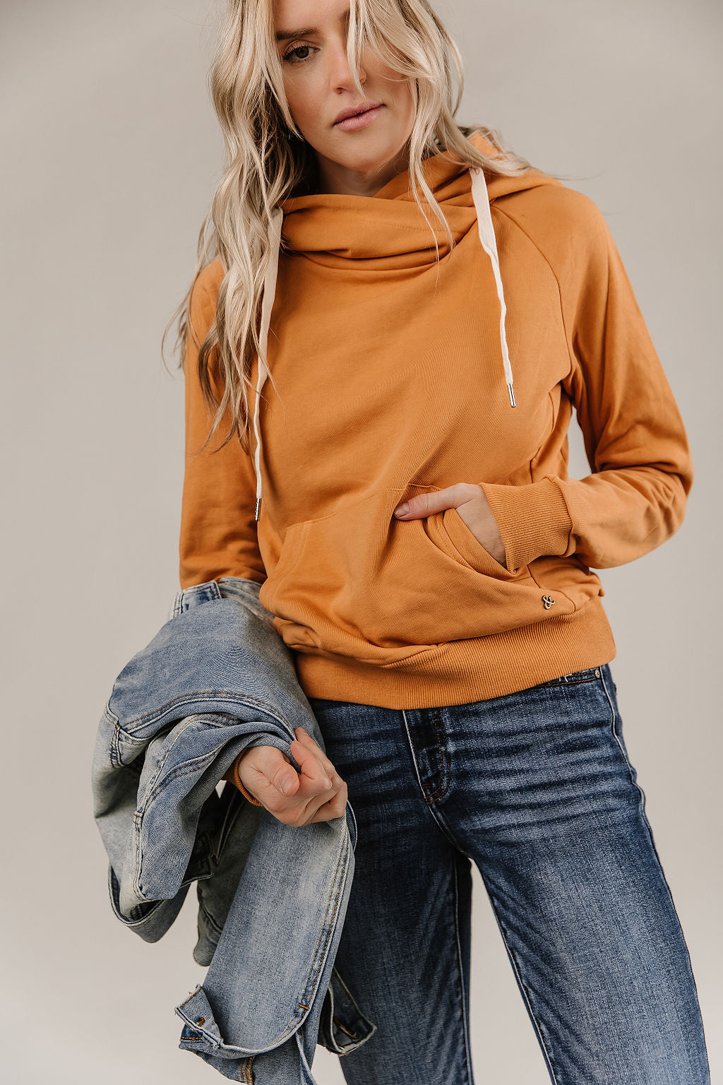 AMPERSAND AVE ELEVATED CROSSOVER SWEATSHIRT IN MARIGOLD-MODE-Couture-Boutique-Womens-Clothing