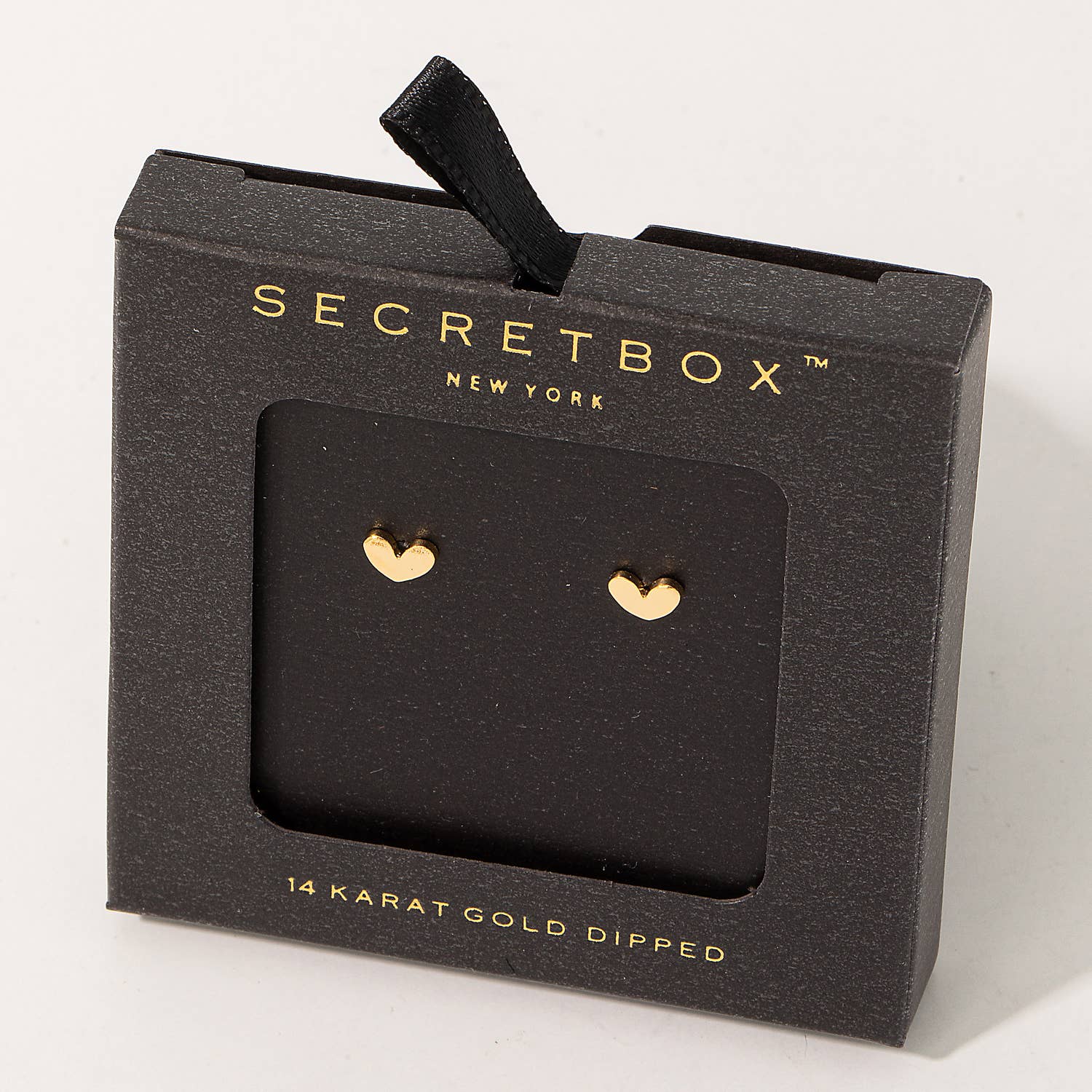 Secret Box Gold Dipped Mini Heart Stud Earrings-MODE-Couture-Boutique-Womens-Clothing