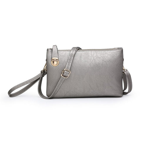 SARA SIDE LOCK CROSSBODY CLUTCH IN PEWTER-CROSSBODY CLUTCH-MODE-Couture-Boutique-Womens-Clothing
