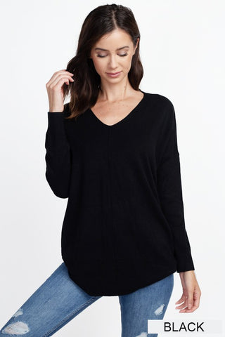 BROOKLYNN FRONT SEAM SWEATER IN BLACK-Sweaters-MODE-Couture-Boutique-Womens-Clothing