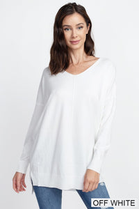 BROOKLYNN FRONT SEAM SOFTEST SWEATER IN OFF WHITE-Sweaters-MODE-Couture-Boutique-Womens-Clothing