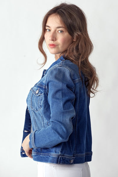 RACHEL CLASSIC VINTAGE JEAN JACKET IN DARK WASH-Jackets-MODE-Couture-Boutique-Womens-Clothing