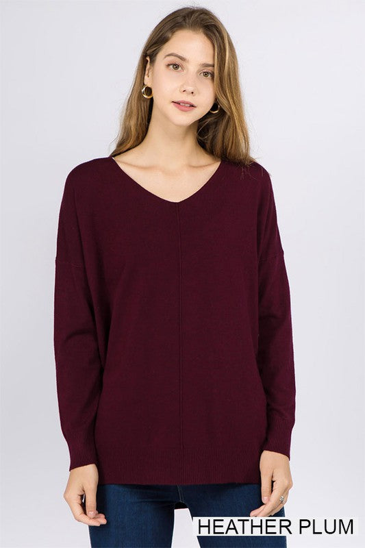 BROOKLYNN FRONT SEAM SOFTEST SWEATER IN WILDBERRY-Sweaters-MODE-Couture-Boutique-Womens-Clothing