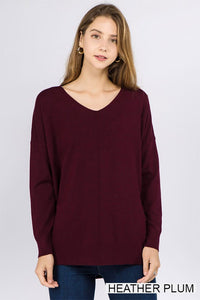 BROOKLYNN FRONT SEAM SOFTEST SWEATER IN WILDBERRY-Sweaters-MODE-Couture-Boutique-Womens-Clothing