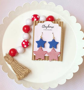 Red, White & Blue Clay Earrings | Patriotic Earrings-MODE-Couture-Boutique-Womens-Clothing