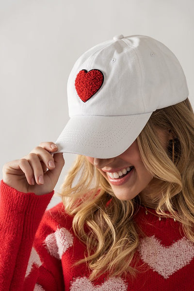 LOVE IS LOVE HEART BASEBALL CAP IN WHITE-hat-MODE-Couture-Boutique-Womens-Clothing