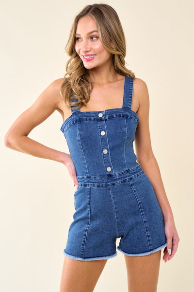 SIENNA BUTTON DOWN DENIM ROMPER IN MIDTONE-ROMPER-MODE-Couture-Boutique-Womens-Clothing