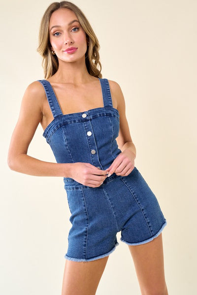 SIENNA BUTTON DOWN DENIM ROMPER IN MIDTONE-ROMPER-MODE-Couture-Boutique-Womens-Clothing