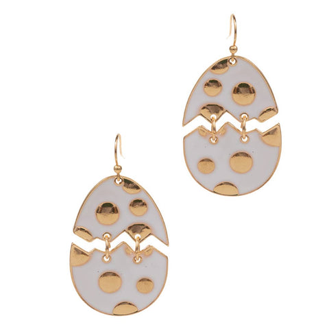 EASTER EGG HOOK EARRINGS IN WHITE-EARRINGS-MODE-Couture-Boutique-Womens-Clothing