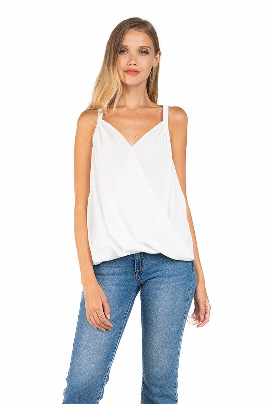 ROWAN SURPLICE V NECK TOP IN OFF WHITE-Tops-MODE-Couture-Boutique-Womens-Clothing