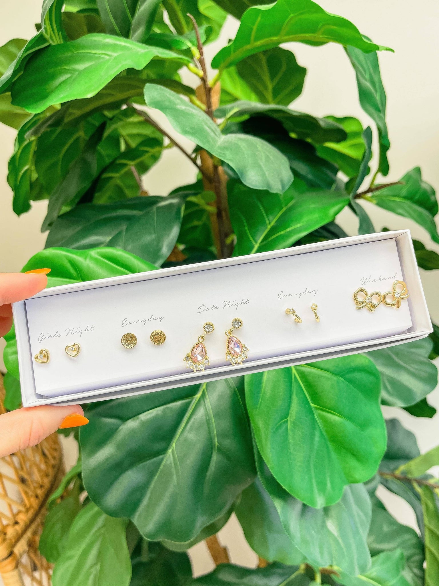 EVERY OCCASION BOX EARRING SET - PINK-MODE-Couture-Boutique-Womens-Clothing