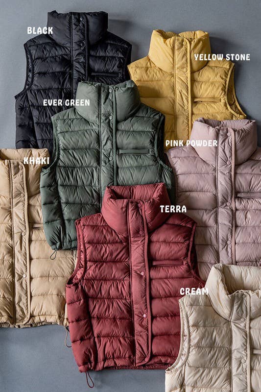FIND ME IN THE LODGE STAND COLLAR PADDED VEST IN BLACK-MODE-Couture-Boutique-Womens-Clothing