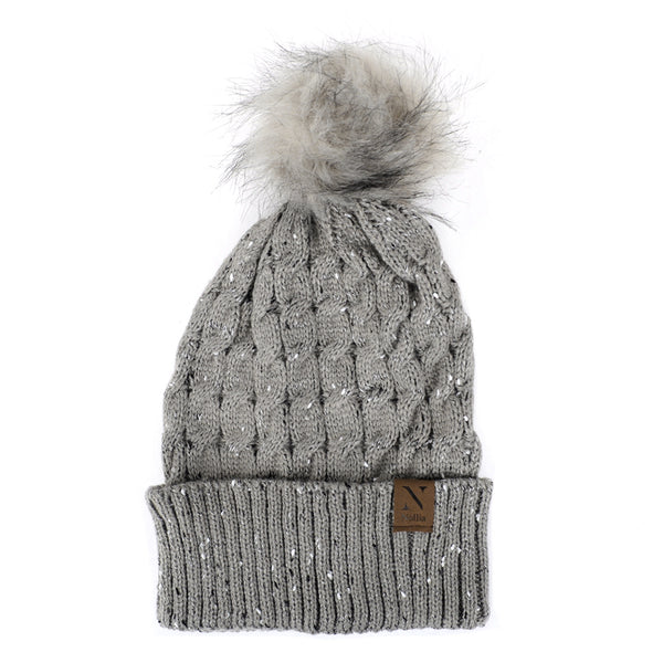 MAGICAL SLEIGH RIDE SPECKLED KNIT POM POM HAT-Hats-MODE-Couture-Boutique-Womens-Clothing