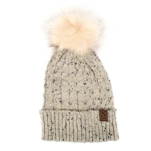 MAGICAL SLEIGH RIDE SPECKLED KNIT POM POM HAT-Hats-MODE-Couture-Boutique-Womens-Clothing