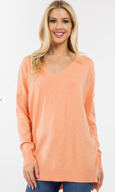 BROOKLYNN SWEATER IN HEATHER CANTALOUPE-Sweaters-MODE-Couture-Boutique-Womens-Clothing