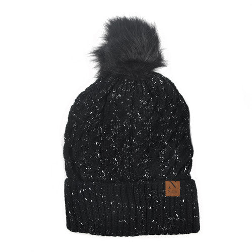 MAGICAL SLEIGH RIDE SPECKLED KNIT POM POM HAT-Hats-MODE-Couture-Boutique-Womens-Clothing