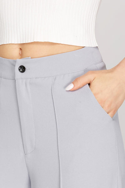 MIDNIGHT BOTTLE WOVEN WIDE PANTS WITH PINTUCK IN BLUE GRAY-Pants-MODE-Couture-Boutique-Womens-Clothing