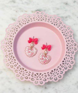 SWEETHEART PEARL & BOW DANGLE EARRINGS-EARRINGS-MODE-Couture-Boutique-Womens-Clothing