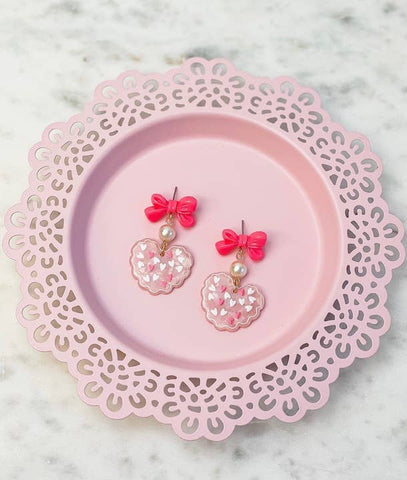 SWEETHEART PEARL & BOW DANGLE EARRINGS-EARRINGS-MODE-Couture-Boutique-Womens-Clothing