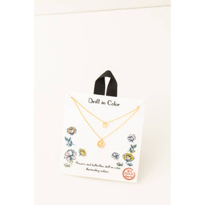 Layered Butterfly Flower Pendant Necklace-MODE-Couture-Boutique-Womens-Clothing