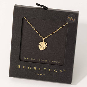 Secret Box Monstera Leaf Pendant Necklace-MODE-Couture-Boutique-Womens-Clothing