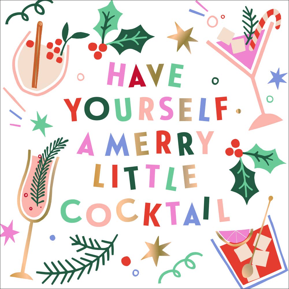 Christmas Napkins | Merry Little Cocktail - Foil - 20ct-MODE-Couture-Boutique-Womens-Clothing