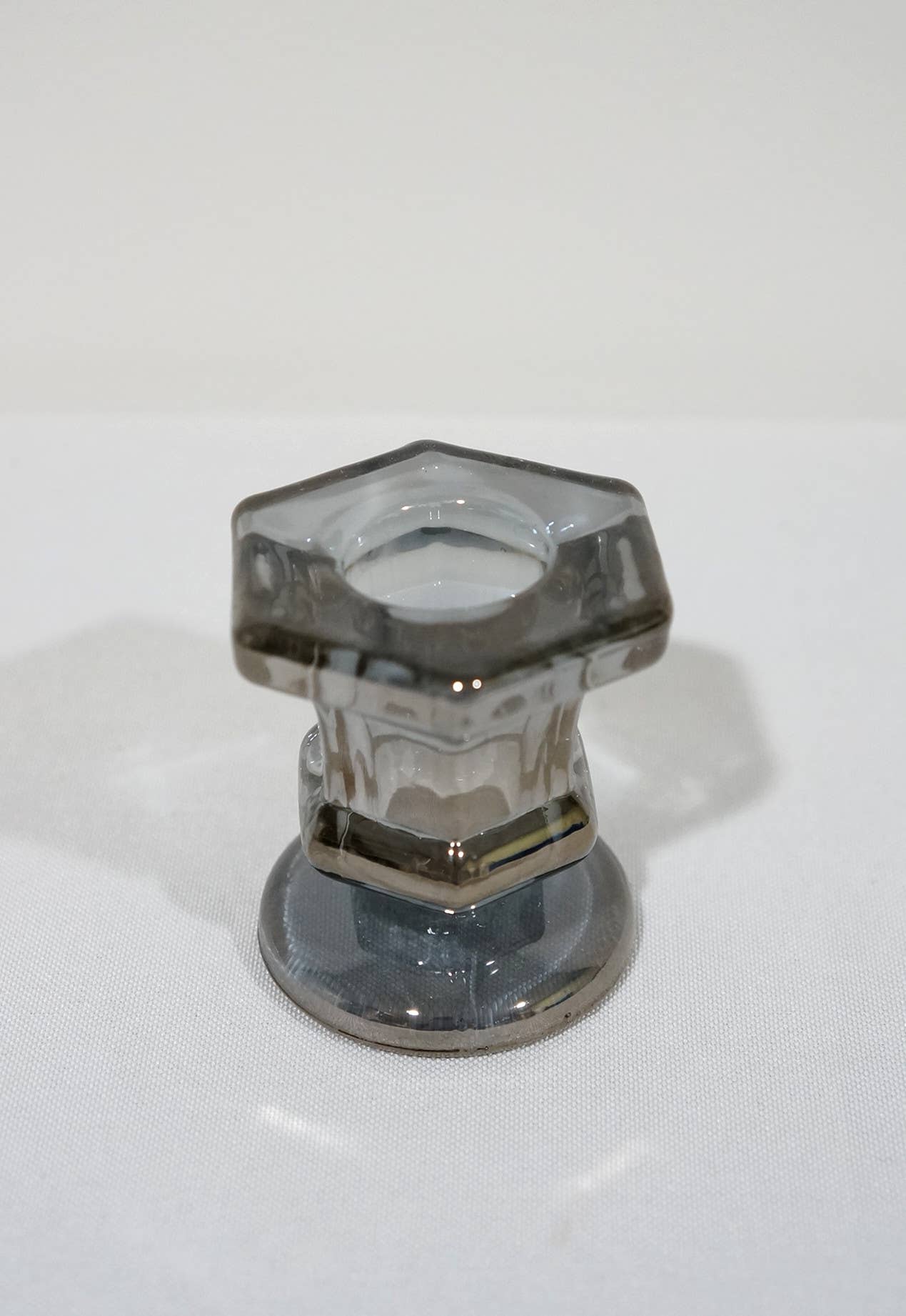 ROMADEDI GLASS TAPER CANDLESTICK HOLDER IN GRAY-MODE-Couture-Boutique-Womens-Clothing