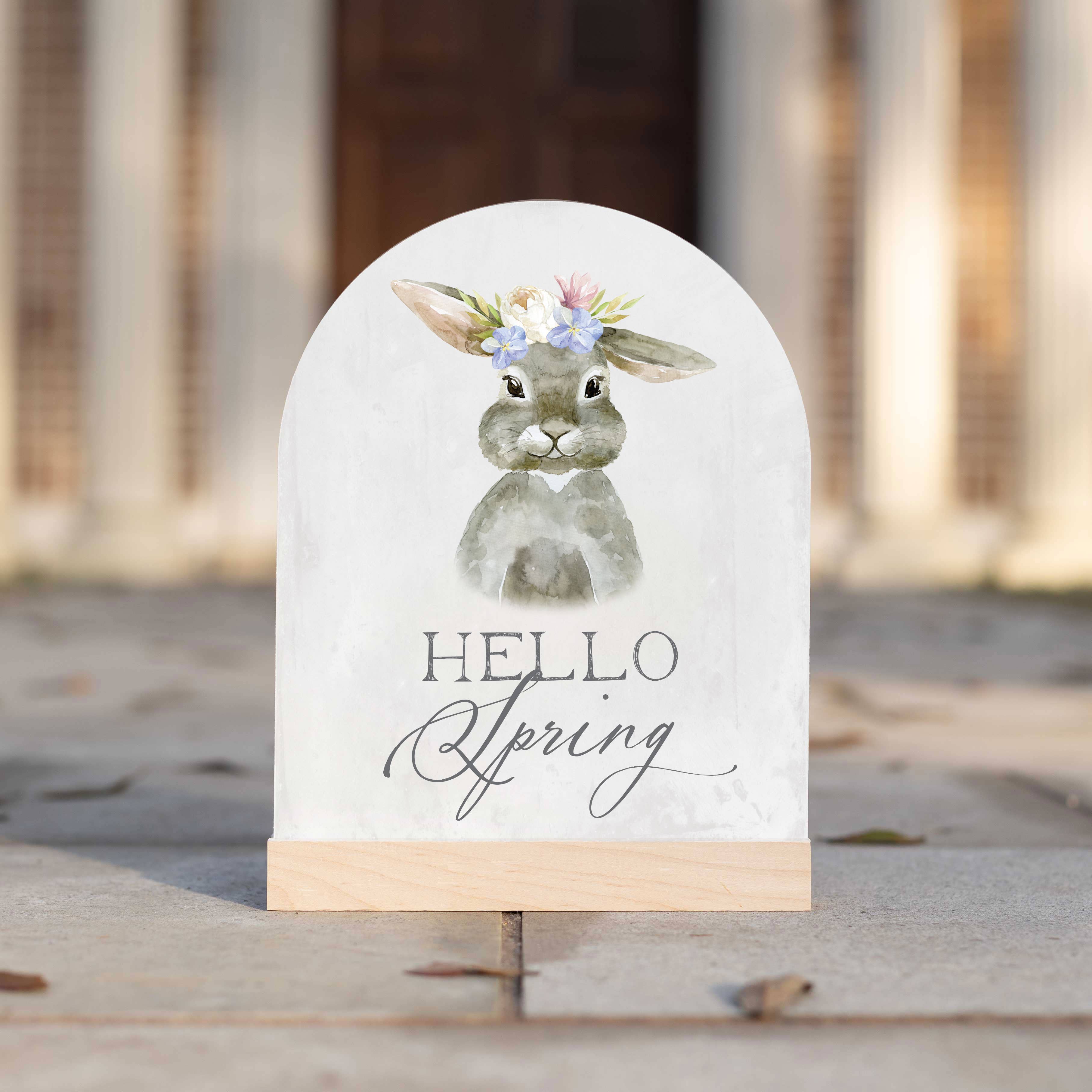 HELLO SPRING CROWN BUNNY ARCH 8" X 10" SIGN-MODE-Couture-Boutique-Womens-Clothing
