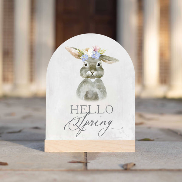 HELLO SPRING CROWN BUNNY ARCH 8" X 10" SIGN-MODE-Couture-Boutique-Womens-Clothing
