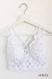 HEAD IN THE CLOUDS CROCHET LACE CRISS CROSS STRAP BRALETTE IN WHITE-BRALETTE-MODE-Couture-Boutique-Womens-Clothing