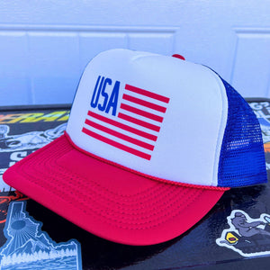 USA FLAG TRUCKER HAT IN WHITE-hat-MODE-Couture-Boutique-Womens-Clothing