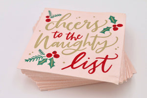 Funny Christmas Napkins | Cheers to the Naughty List - 20ct: Default Title-MODE-Couture-Boutique-Womens-Clothing