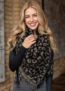 PANACHE LEOPARD SCARF IN BLACK-MODE-Couture-Boutique-Womens-Clothing