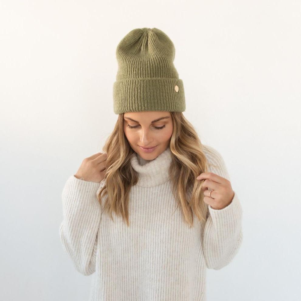 KY THICK KNIT BEANIE IN SAGE-hat-MODE-Couture-Boutique-Womens-Clothing