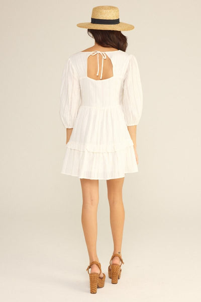 RAVEN RUFFLE MINI DRESS IN OFF WHITE-Dresses-MODE-Couture-Boutique-Womens-Clothing